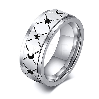 Non-Tarnish Stainless Steel Sun Moon Rotatable Ring PW-WG55710-02-1