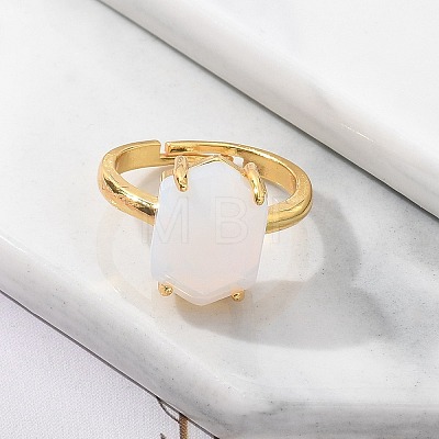 Hexagon Opalite Finger Rings RJEW-B113-02G-03-1