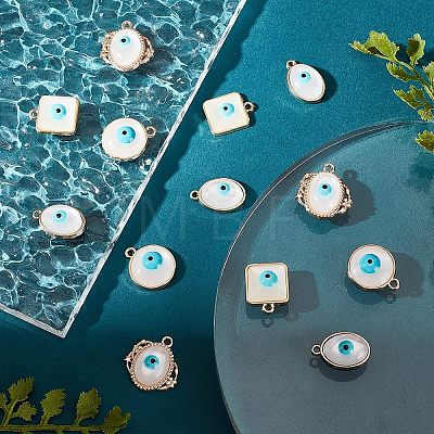 SUPERFINDINGS 32Pcs 4 Style Rack Plating Alloy Enamel Pendants FIND-FH0004-13-1