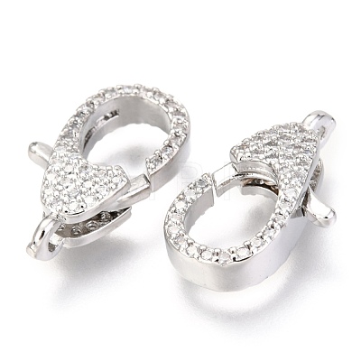 Brass Micro Pave Cubic Zirconia Lobster Claw Clasps ZIRC-O038-22P-1