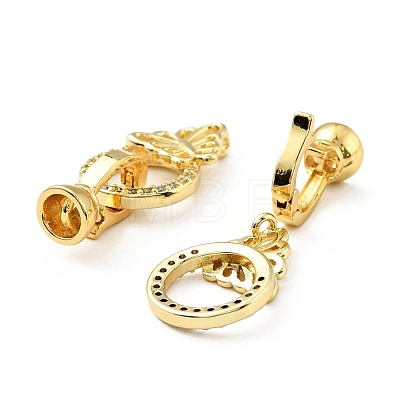 Rack Plating Brass Micro Pave Clear Cubic Zirconia Fold Over Clasps KK-E034-25G-1
