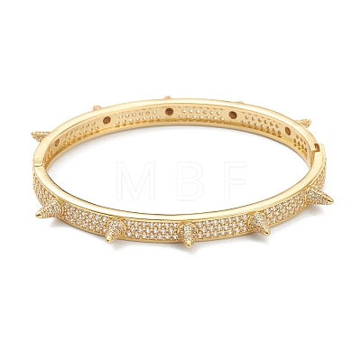 Brass Micro Pave Clear Cubic Zirconia Bangles BJEW-A116-02-1