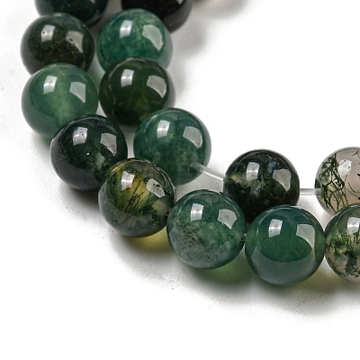 Natural Moss Agate Round Beads Strands G-S151-6mm-1