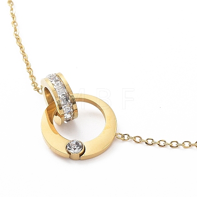 Ion Plating(IP) 304 Stainless Steel with Rhinestone Pendant Necklace NJEW-K252-08G-1