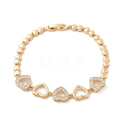 Brass Micro Pave Cubic Zirconia Link Chain Bracelets KK-R217-47G-1