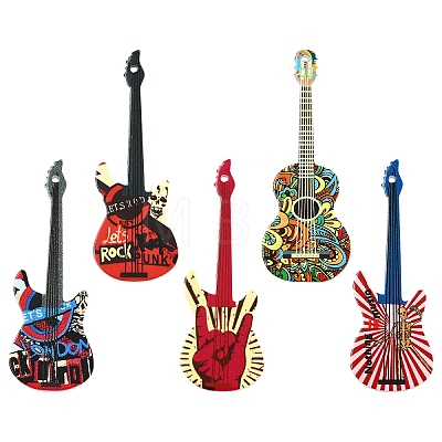 10Pcs 5 Colors Opaque Printed Acrylic Pendants OACR-YW0003-42-1