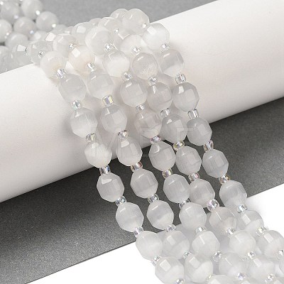 White Cat Eye Beads Strands G-Q169-F10-01-1