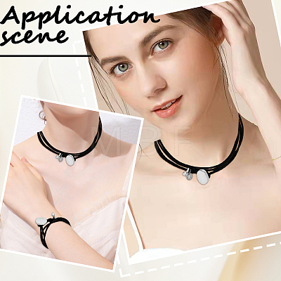 2Pcs 2 Styles Alloy Rectangle PU Leather Layered Cord Choker Necklaces for Women NJEW-CL0001-34B-1