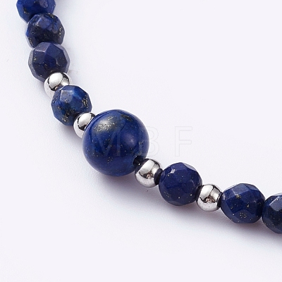 Natural Lapis Lazuli(Dyed) Beaded Bracelets BJEW-JB05055-02-1