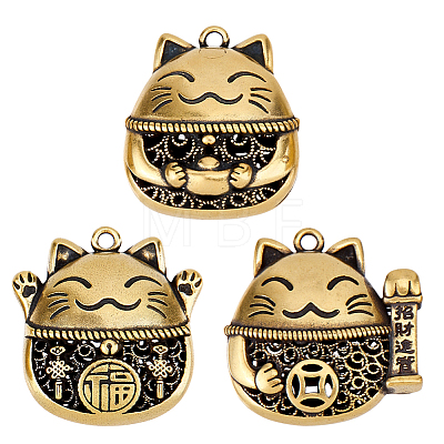 3Pcs 3 Styles Brass Pendants KK-FH0008-46-1