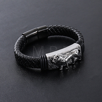 Punk Braided PU Leather Cord Bracelets XO6196-2-1