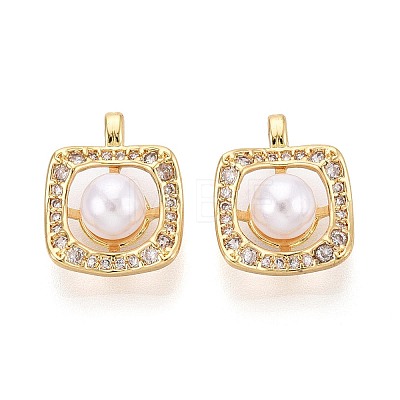 Brass Micro Pave Clear Cubic Zirconia Pendants KK-T080-57G-1