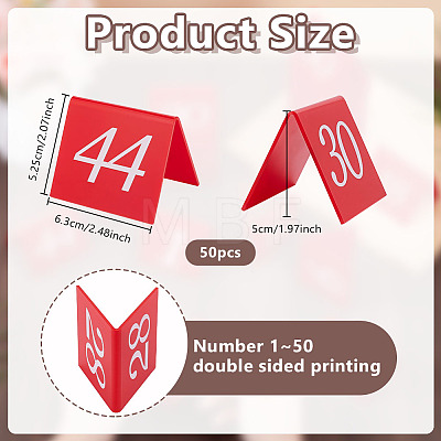 50Pcs Numbers 1~50 Acrylic Table Signs AJEW-OC0015-46-1