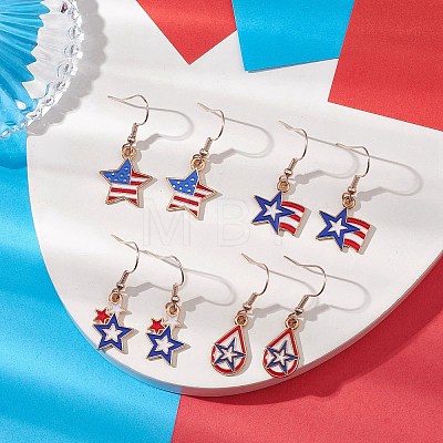 Star Alloy Enamel Pendant Dangle Earrings EJEW-JE06095-1