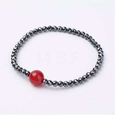 Natural Gemstone Stretch Bracelets BJEW-JB02832-1