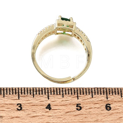 Brass Micro Pave Clear Cubic Zirconia Cuff Open Rings CU-CBA5C10-14G-1
