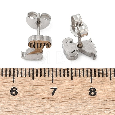 Tarnish Resistant 304 Stainless Steel Puppy Stud Earrings X-EJEW-F227-05P-1