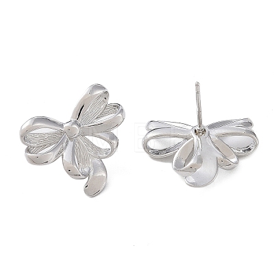 Rack Plating Bowknot Brass Stud Earrings for Women EJEW-NH0002-02P-1