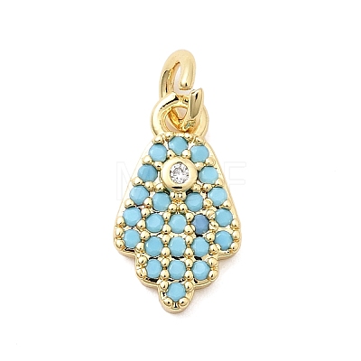 Brass Micro Pave Cubic Zirconia Hamsa Hand Charms KK-H529-13G-1