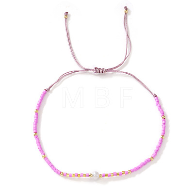 Bohemian Style Adjustable Faux Pearl & Glass Seed Bead Braided Bead Bracelets for Women OE9655-2-1
