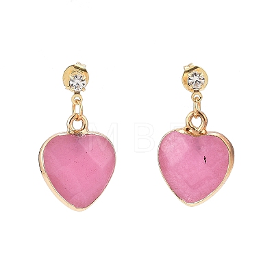 Heart Gemstone Dangle Earrings EJEW-JE05147-1