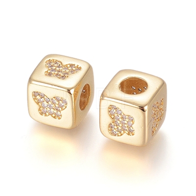 Brass Micro Pave Cubic Zirconia European Beads ZIRC-G162-14G-11-1