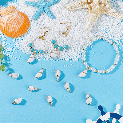 30Pcs Electroplated Spiral Shell Pendants SSHEL-SC0001-29A-1