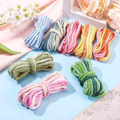 8 Bags 8 Colors 3-Ply Round Cotton Twisted Cord OCOR-TA0003-82A-1