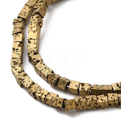 Electroplated Natural Lava Rock Beads Strands G-Q1009-B01-02D-1