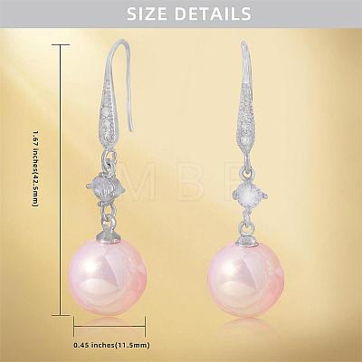Pearl Earrings with Cubic Zirconia White Freshwater Shell Pearl Dangle Hook Earrings Stud Round Ball Drop Hoop Earrings Brass Jewelry Gift for Women JE1097B-1