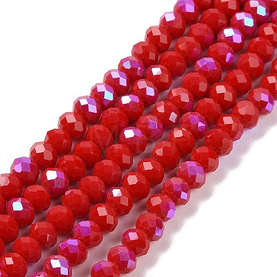 Electroplate Opaque Solid Color Glass Beads Strands EGLA-A044-P8mm-L22-1