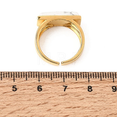 Brass with Natural Howlite Cuff Open Rings for Women GG-CBA0B5A-04G-04-1