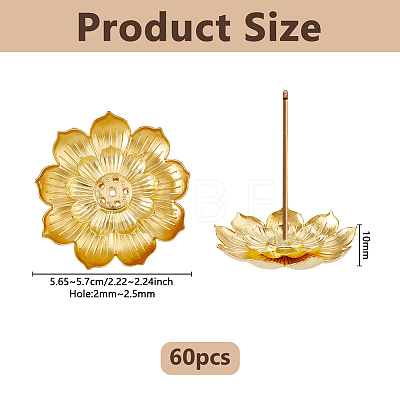 60Pcs Alloy Lotus Incense Burner Holder AJEW-DC0003-91B-1