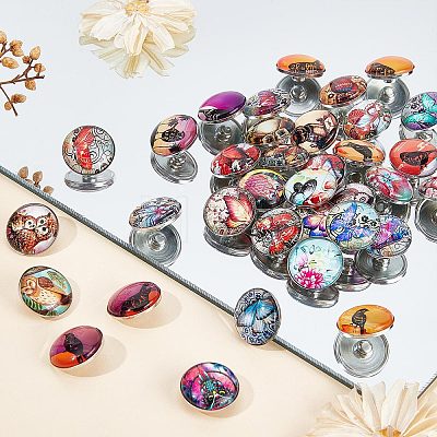 Alloy Jewelry Snap Buttons BUTT-SC0001-02B-1