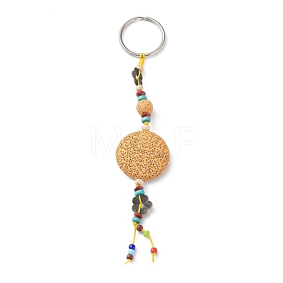 Round Natural Lava Rock Beads Keychain KEYC-O011-11-1