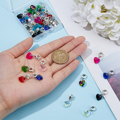 40Pcs 10 Colors Glass European Dangle Charms PALLOY-FI00003-1