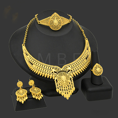 Alloy Pendant Necklaces & Stud Dangle Earrings & Rings & Link Bracelets Sets WG80561-01-1