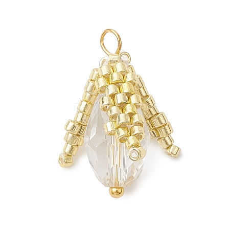 Glass Seed Beaded Bud Pendants PALLOY-MZ01096-01-1
