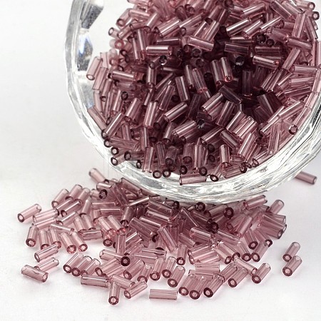 Transparent Colours Round Hole Glass Bugle Beads SEED-I001-16-1