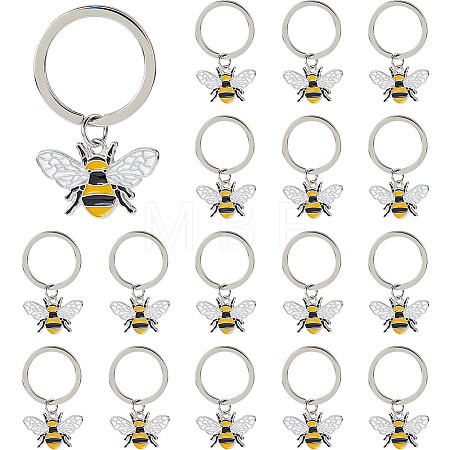 20Pcs Alloy Enamel Bees Keychain KEYC-FH00099-1