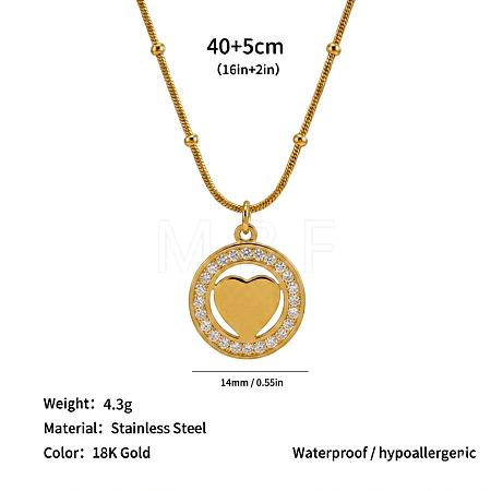 304 Stainless Steel Crystal Rhinestone Ring Pendant Necklaces WG906B2-05-1