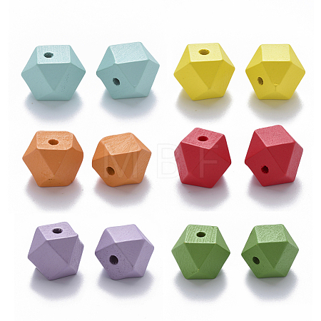 Painted Natural Wood Beads WOOD-Q040-020B-A-M-1