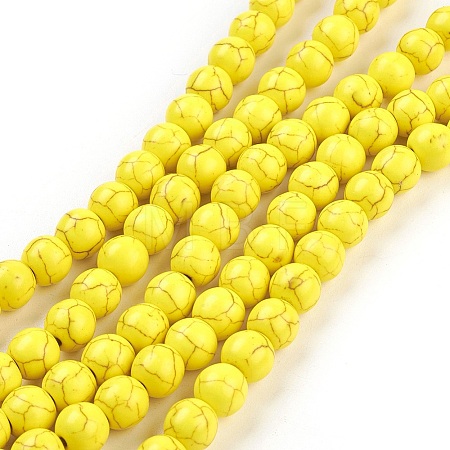 1 Strand Synthetic Turquoise Round Beads Strands X-TURQ-G106-8mm-02I-1