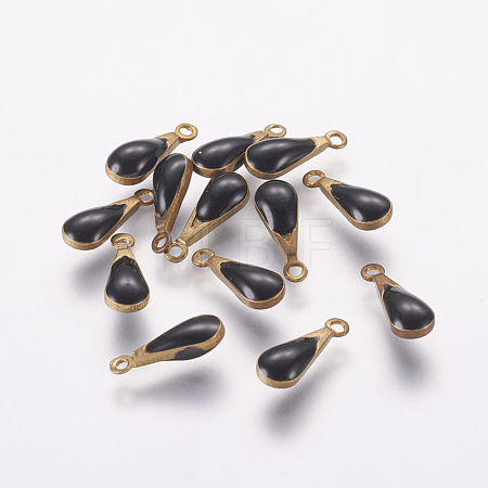 Antique Golden Plated Brass Enamel Teardrop Charms X-KK-Q571-01H-1