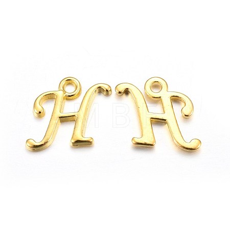 Golden Plated Alloy Letter Pendants PALLOY-J718-01G-H-1