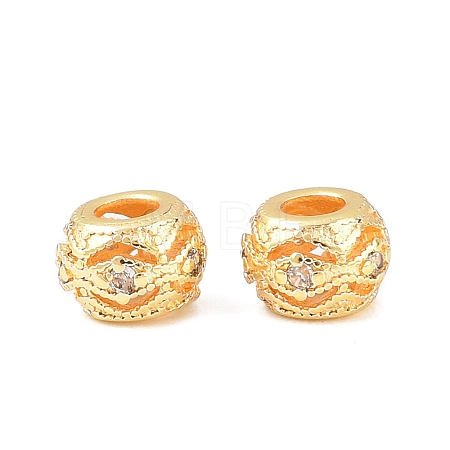 Brass Micro Pave Clear Cubic Zirconia Beads KK-C142-12A-G-1
