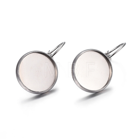 Tarnish Resistant 304 Stainless Steel Leverback Earring Settings STAS-F191-03P-14mm-1