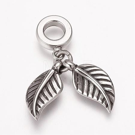 304 Stainless Steel European Dangle Charms OPDL-K001-01AS-1