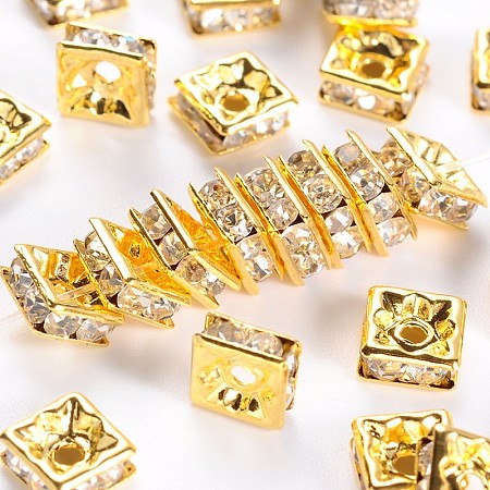 Brass Rhinestone Spacer Beads RSB072-01G-1