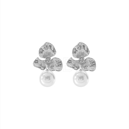 Alloy & Plastic Pearl Stud Dangle Earrings WG394CA-04-1